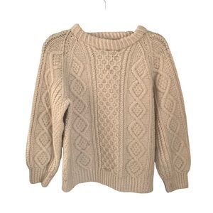 Vintage KATHLEENS Mountcharles Co. Donegal
Ireland Cableknit Sweater Cream